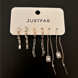JustFab Gold and Clear Trio Earring Set